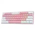 Redragon K617 60% Wired RGB Gaming Keyboard, 61 Keys Compact Mechanical Keyboard w/White & Pink Mixed-Colored Keycaps, Linear Red Switch, Pro Driver Support