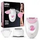 Braun Silk-épil 3 Beauty-Set, Epilierer Damen für Haarentfernung, Aufsätze für Rasierer, Trimmer und Massage für Körper, Geschenk Frau, 3270, pink/weiß