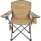 KingCamp Camping Chair for Adults Folding Lawn Chairs Oversized Heavy Duty 300lbs Camp Chair Full Padded Portable Chair with Cooler Bag Cup Holder Side Pocket for Outdoor Fishing Picnic Sports