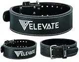 Elevate Equipment Premium Weight Lifting Power Belt Double Pronged 4 X 10” Nubuk Leather Powerlifting Belt For Heavy Duty Weightlifting Strongman Squats & Deadlifts Gym Training For Men & Women