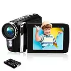 Vmotal Videokamera GDV8250 Wiederaufladbare Digitalkamera FHD 1080P 24MP Camcorder 270 Grad LCD Drehbarer Bildschirm, Camcorder für Kinder/Jugendliche/Studenten/Anfänger/ältere Menschen