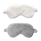 EleCharm New Faux Fur Eye Mask 2PCS Soft Smooth Plush Satin Nap Eye Cover Sleeping Blindfold (Grey White)