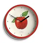 Jones Clocks® Reloj de Frutas - Reloj Redondo - Reloj pequeño - Reloj de Cocina - Reloj de Oficina - Diseño Moderno - Reloj de diseño - Estuche Colorido - Reloj de Pared de Frutas (Manzana)