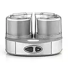 Cuisinart ICE40BCE Gelatiera Duo 2 Gusti X 1 L, Per Gelato o Sorbetto, Pronti in 20 Min, Pulizia facile, Grigio