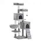 Hey-brother Cat Tree, 147 cm cat tower, Multi-Leve cat condo, Gray EMPJ013W