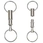 Rongbo 2 Pack Quick Release Detachable Pull Apart Key Rings Keychains,Double Spring Split Snap Seperate Chain Lock Holder Convenient Accessory Gift