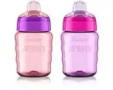 Philips AVENT My Easy Sippy Cup with Soft Spout and Spill-Proof Design, Pink/Purple, 9oz, SCF553/23 (Pack of 2)