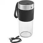 WMF Küchenminis Mix on the Go 300 ml, Mini Mixer to Go, USB Mixer Smoothie Maker, aufladbarer Personal Blender, tragbarer Mixer für Smoothies, Shakes, Cromargan