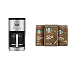 Cuisinart DCC-3200P1 Drip Coffee Machine, Stainless Steel 0.24L & Starbucks Medium Roast Ground Coffee, 3 Bags