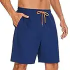 YUTYTH Men’s Swimming Shorts Swim Trunks Waterproof Quick Dry Beach Shorts Surfing Board Shorts with Mesh Liner and Pockets Navy