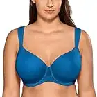 AISILIN Women's Plus Size Bras T-Shirt Lightly Lined Full Coverage Comfort Wide Strap Shadow Blue 42C