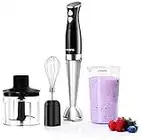 Utopia Home Premium Hand Blender with 8inch Removable Blending Arm - 2 Touch Speed Adjustable - Soft and Non-Slip Handle (Black)