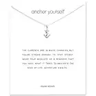 LANG XUAN Friendship Anchor Pendant Necklace Message Card Delicacy Compass Good Luck Horseshoe Pendant Chain Necklace for Women Gift (Silver Anchor)