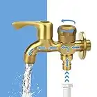 EMAGEREN Brass Hose End Tap Outdoor Anywhere Garden Tap Garden Brass Water Bib Tap Brass Double Water Tap Allotment Tap Wall Mounted Faucet Washing Machine Tap for Garden, Washing Machine