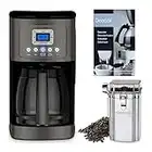 Cuisinart DCC-3200BKS 14 Cup Programmable Coffee Maker (Black, Stainless Steel) Bundle with Coffee Canister and Descaler (3 Items)