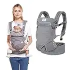 JoyLife Porte-Bébé, Sac à Dos pour Enfant, Coton et Respirant Ergonomique Porte-Bébé de Randonnée pour Nouveau-né de 3 Mois à 3 Ans (3,5kg à 20kg) - Gris