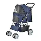 Hundewagen 'Niceville' Pet Stroller Hundebuggy Regenschutz zum Schieben Roadster inkl. Einkaufstasche Blau