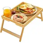 Pipishell Bamboo Bed Tray Table with Foldable Legs, Breakfast Tray for Sofa, Bed, Eating, Working, Used As Laptop Desk Snack Tray