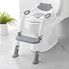 Toilet Potty Training Seat with Step Stool Ladder,SKYROKU Potty Training Toilet for Kids Boys Girls Toddlers-Comfortable Safe Potty Seat with Anti-Slip Pads Ladder (Grey)