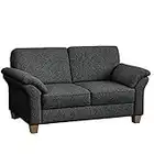 CAVADORE 2-Sitzer Byrum / Große 2er-Couch im Landhausstil mit Federkern / Passend zur edlen Sofagarnitur Byrum / 156 x 87 x 88 / Flachgewebe: Grau