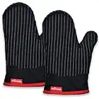 Coziselect Manoplas Horno Silicona, Guantes de Horno Resistentes, para Cocina, Parrilla, Forro de Algodón Puro y Tela de Rizo, Guantes de Cocina Gruesos y Juego de Mantel Individual, Negro