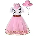 Soyoekbt Cowgirl Costume for Girls Halloween Party Dress Up with Cowboy Hat Pink 7-8 Years