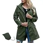 American Trends Rain Jackets for Women Waterproof Lightweight Windbreaker Womens Rain Coats with Hood Outdoor Packable Raincoat Army Green M