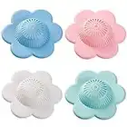 UMBWORLD Hair Catcher Silicone Hair Stopper Shower Drain Covers, Bathtub and Shower Drain Protectors with Suction Cups Suit for Bathroom Bathtub and Kitchen 4 Pack