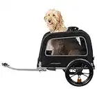 Retrospec Rover Hauler - Remolque de bicicleta para perros pequeños y medianos, marco plegable con ruedas de 16 pulgadas, piso antideslizante y correa interna, color negro, talla única