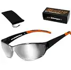 HELLY - No.1 Bikereyes® Lunettes de moto | Lunettes de soleil de moto | Coupe-vent, incassables | Confort optimal | Lunettes : airshade laser argenté (miroir argenté)