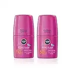 NIVEA SUN Kids Schutz & Pflege farbiger Sonnen-Roller im 2er Pack (2 x 50 ml), praktische Sonnencreme mit LSF 50+, Sonnenlotion mit Färbung zum lückenlosen Auftragen