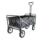 SANHENG Trolley auf Rädern, robuster Gartenwagen, zusammenklappbar, ideal für Aufbewahrung im Freien, Garten, Schwarz