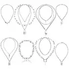 Comius Sharp Punk Kette Halskette, 8 Stück Kette Choker Set, Lock Schlüssel Anhänger Halskette Unisex Multilayer Punk Draht Dornen Einfache Kette Halskette für Mode Frauen Männer