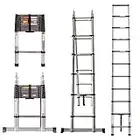 Telescopic Ladder 12.5FT A-type Extension Ladder with Stabilizer Bar, Multi Purpose Extendable Loft Ladder Portable Folding Ladder, 12 Steps, 330lb Load Capacity