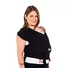 Koala Babycare Baby Sling Easy to Wear - Certified Ergonomic Support - Multi-Purpose Stretchy Baby Carrier Suitable up to 9 kg - Baby Wrap Carrier for Newborn - Black - Registered Design