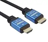 PremiumCord 4K Câble HDMI 2.0b Haute Vitesse M/M 18Gbps avec Ethernet, Compatible avec Vidéo 4K@60Hz, Deep Color, 3D, Arc, HDR, Dolby TrueHD, Connecteurs plaqués Or, Noir et Bleu, 0,5 m