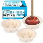 Universal Toilet Plunger Holder Drip Tray Caddy Pack of 3, Hygienically Holds All Sink & Toilet Plungers, Allows Water to Evaporate Easily, Low Profile Design, Perfect for Kitchens and Bathrooms