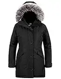 Wantdo Women's Heavy Winter Coats Hooded Ski Jacket Black M