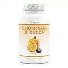 Olio di semi di zucca - 420 capsule - 3000 mg per porzione giornaliera - Con vitamina E naturale - Altamente dosato - Naturale e spremuto a freddo