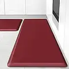 HappyTrends Kitchen Mat [2PCS] Cushioned Comfort Anti-Fatigue Floor Mat, Waterproof Non-Slip Kitchen Rugs, Thick Perfect Ergonomic Foam Standing mat for Kitchen, Home, Office, Laundry,Red