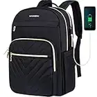 VANKEAN 15.6 Inch Laptop Backpack for Women Men Work Laptop Bag Fashion with USB Port, Waterproof Purse Backpacks Teacher Nurse Stylish Travel Bags Casual Daypacks for College, Business, Black