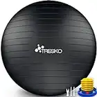 TRESKO® Ballon de Gymnastique | Anti-éclatement | Boule d'assise | Balle de Yoga | Balles d'exercices Fitness | 300 kg | avec Pompe à air | Noir | 65cm