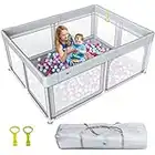 Baby Playpen,71"x59"Extra Large Baby Playard, Baby Toys 0-6 to 12 Months Baby Activity Center, Playpen for Babies with Gate, Sturdy Safety Playpen with Soft Mesh, Playpen for Toddlers