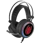 ERT GROUP Spiderman Casque de Jeu avec Micro Casque Supra-aural avec Bandeau réglable, Casque USB 2,2 m, écouteurs LED avec Motif Marvel