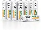 EBL 8PCS AA Piles Rechargeables Ni-MH 2800mAh Plus Haute Capacité, Piles R6 Rechargeables avec boîtes de Piles