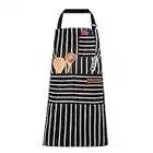 OWill Adjustable Apron Unisex Apron with Pocket Cooking Kitchen Chef Aprons for Women Men Home Kitchen Butchers BBQ Restaurant (Black)