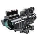 Paike Rifle Scope 4x32 with Red & Green &Blue Illuminated Reticle with Top Fiber Red Dot Sight