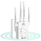 WiFi Extender, AC1200 WiFi Booster/WiFi Range Extender, Dual Band 5GHz&2.4GHz Wireless Internet Repeater, Covers up to 3000Sq.ft and30 Devices, WiFi Extender Outdoor with Ethernet Port, Easily Setup