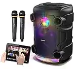 Vocal-Star Portable Karaoke Machine With Party Light Effects, 2 Wireless Microphones, Bluetooth, 300w Speaker, Records Vocals, TWS, AUX/USB Input VS-PPA