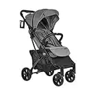 Amababy Lightweight Pushchair, Premium Compact Travel Stroller. Fully Reclining Seat Buggy Suitable for Toddlers and Children(Grey)